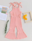 Tie Up Ribbed Flare Jumpsuit