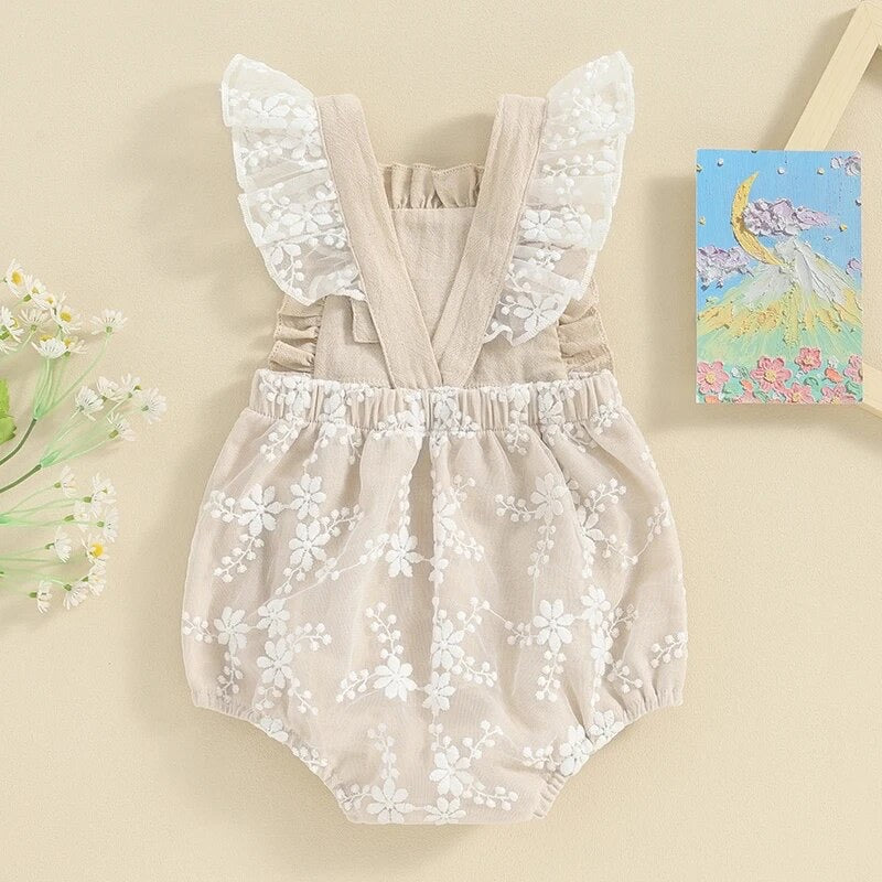 Floral Lace Embroidery Romper