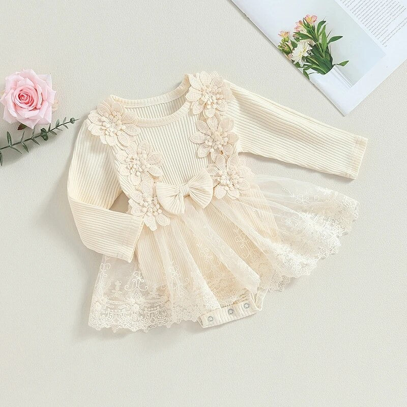 Long sleeve Floral Lace Romper