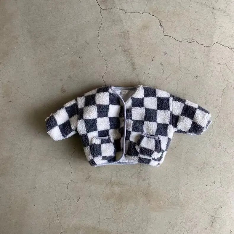 Checkered Fleece Jacket (Stone)