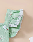 2pcs Green Lace Floral Romper