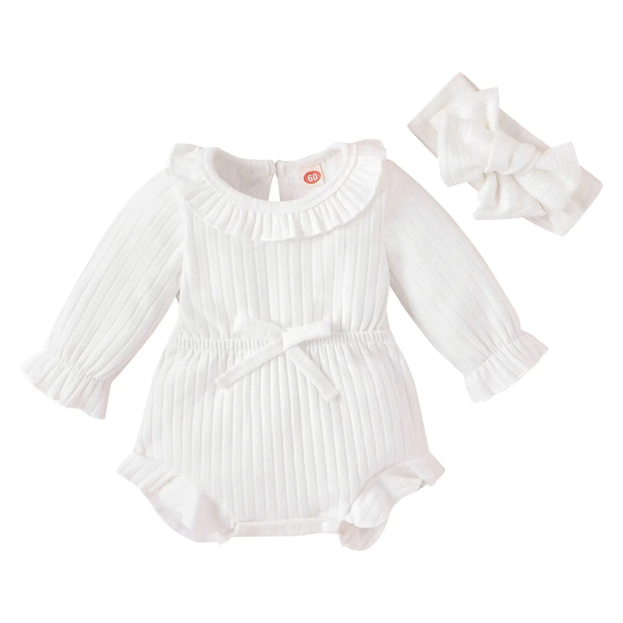 Ruffle Trim Bow Front Romper