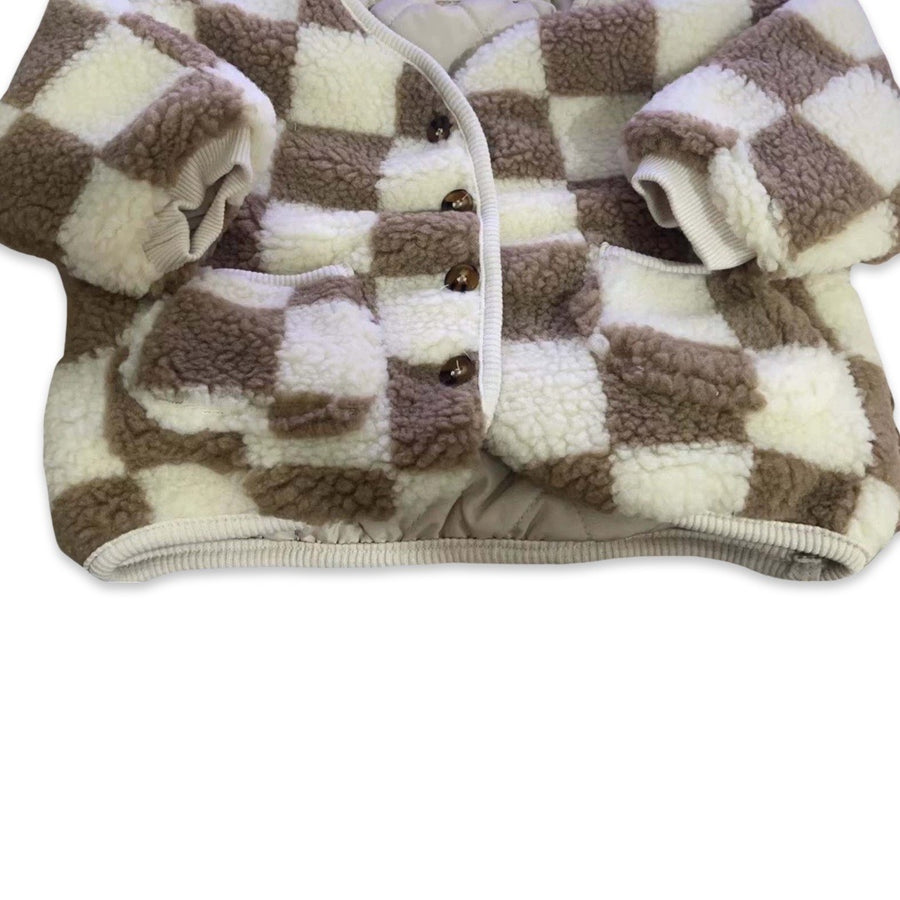 Checkered Fleece Jacket ( Cocoa)