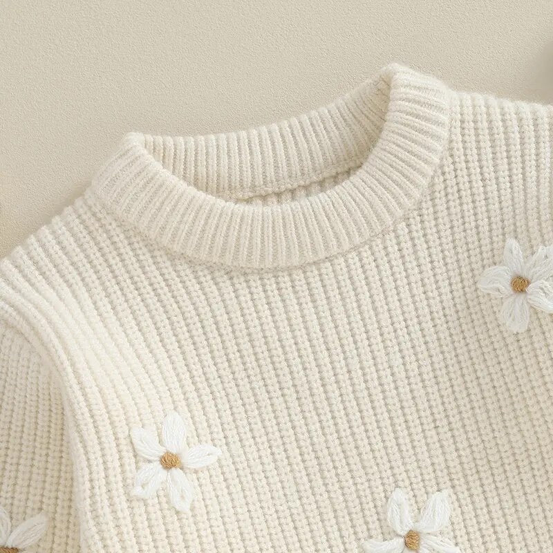 Knit Long Sleeve Floral Sweater