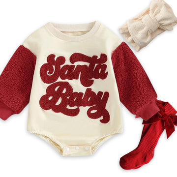 Santa Baby Embroidered Romper