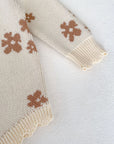 Knit Floral Long Sleeve Romper