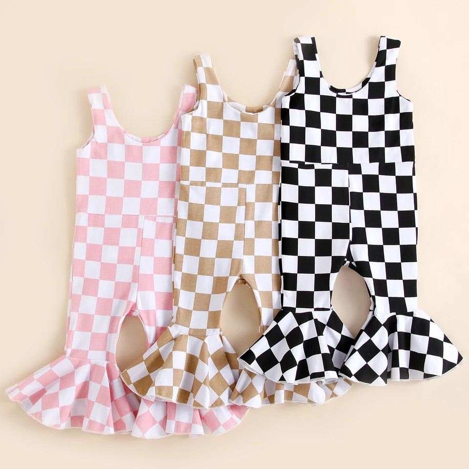 Checkered Bell-Bottoms Jumpsuit