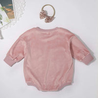 Pink Velvet Sweatshirt Romper