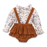 Floral Top & Ruffle  Pinafore Skirt