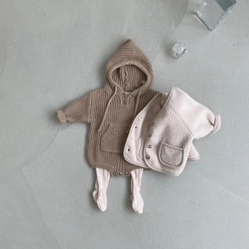Knitted hooded Romper