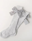 Long Knee Velvet Bow Socks