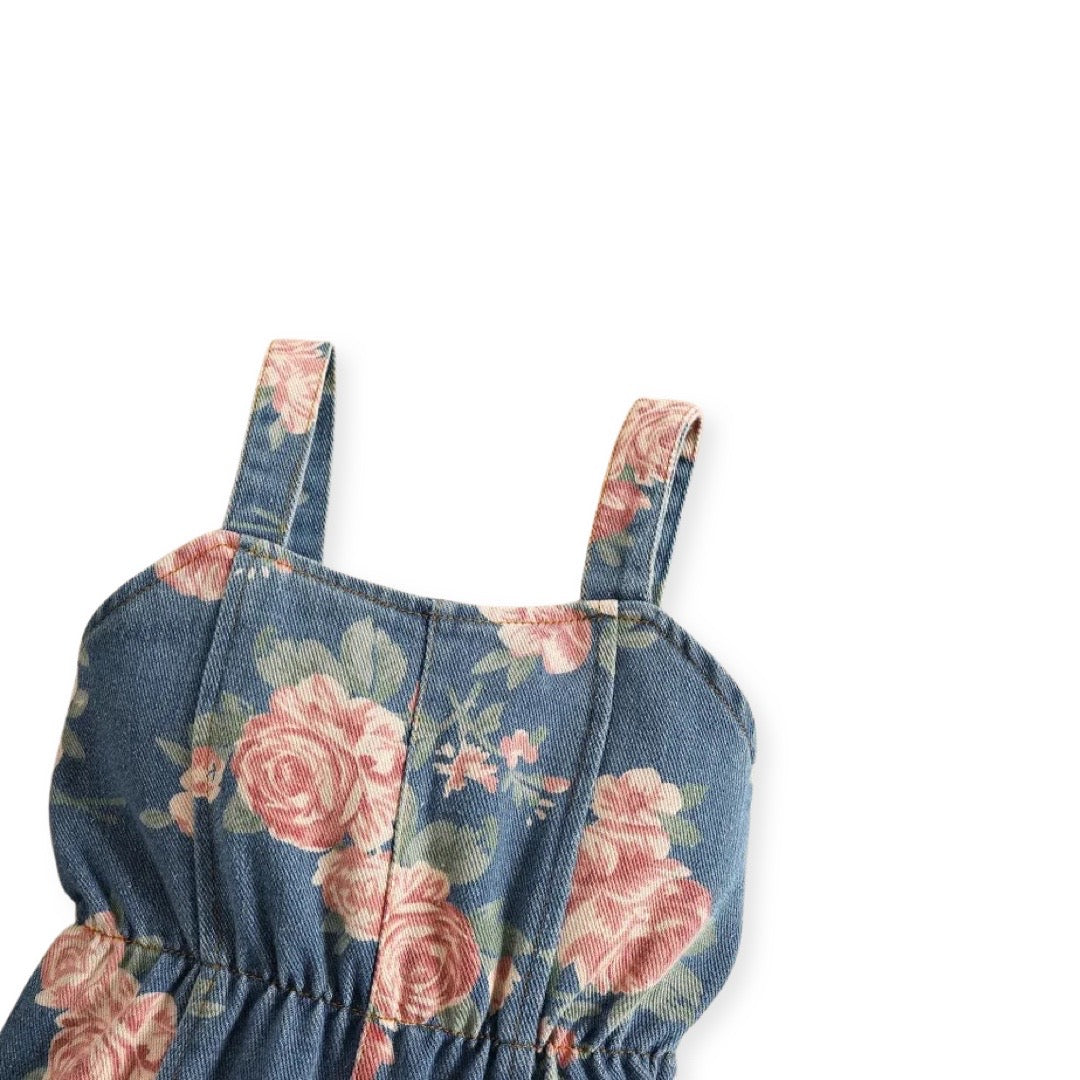 Floral Denim overalls