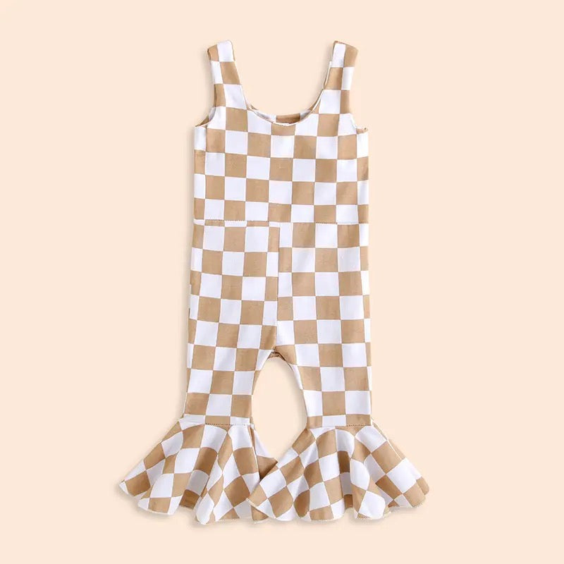 Checkered Bell-Bottoms Jumpsuit