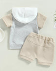 Short Sleeve Waffle Pocket Hoodie + Shorts Set