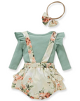 3pcs Floral Suspender Set (Mint)